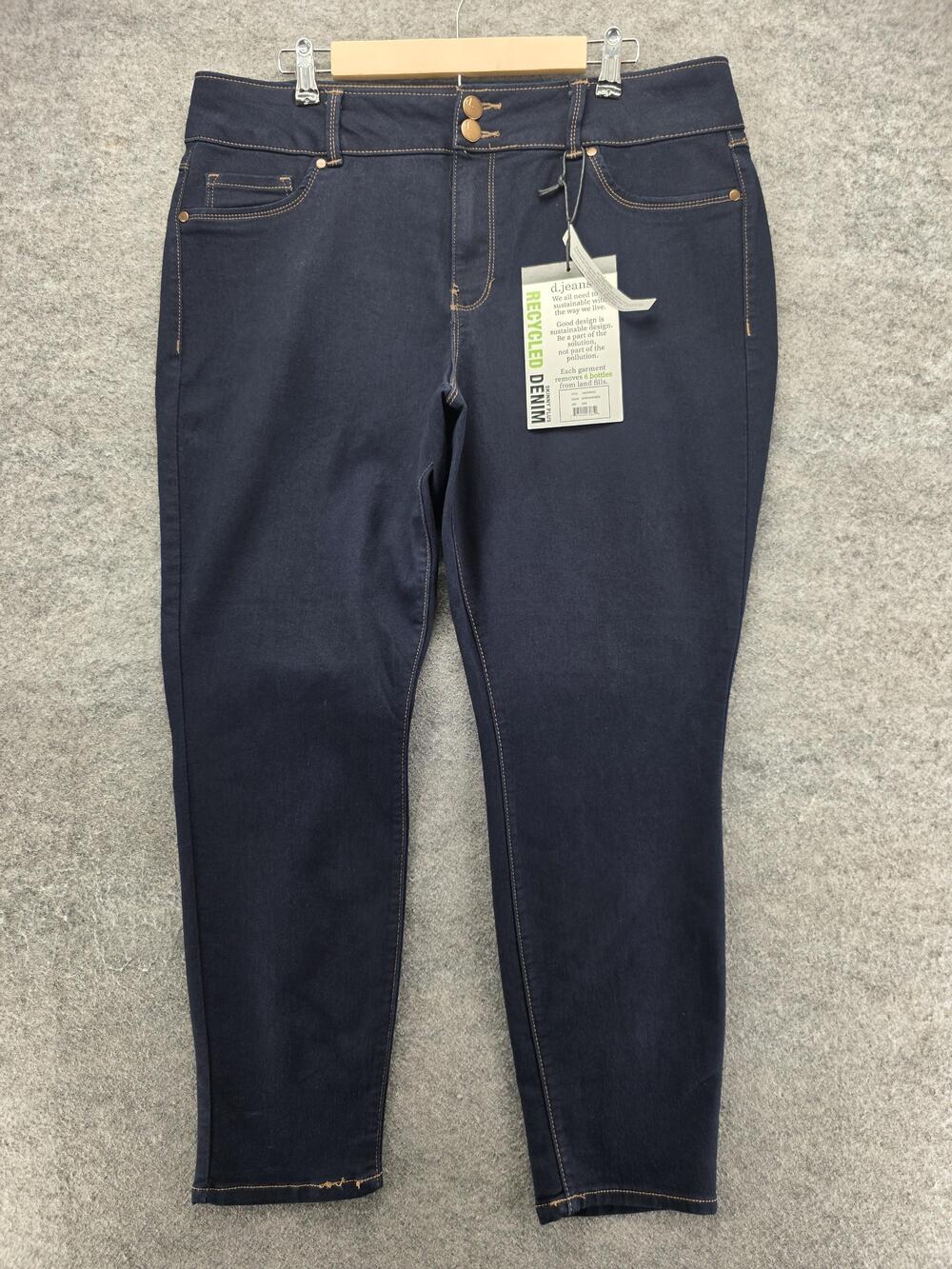 D. Jeans Skinny Jeans Womens 20W Blue Super Dark Rinse High Rise 39x28